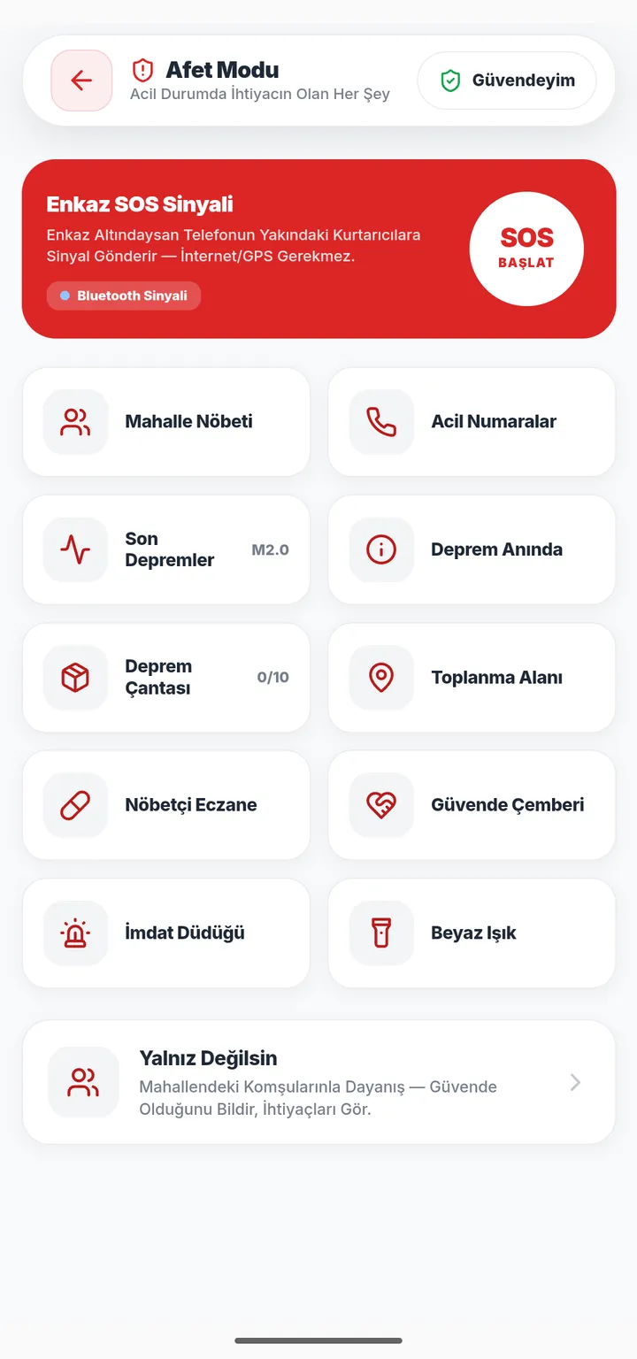 Afet Modu: Enkaz SOS sinyali, toplanma alanı ve acil numaralar